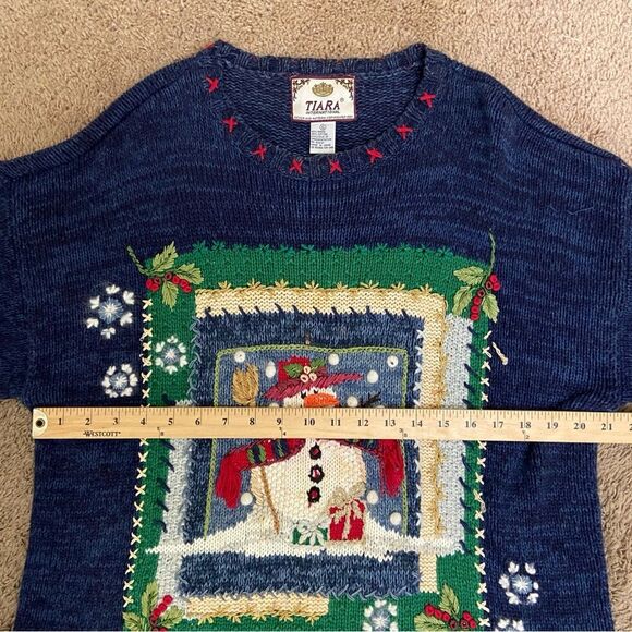 Vintage Tiara Int. Holiday “Snowman” Sweater size XL Christmas Novelty Cottage - Picture 6 of 9